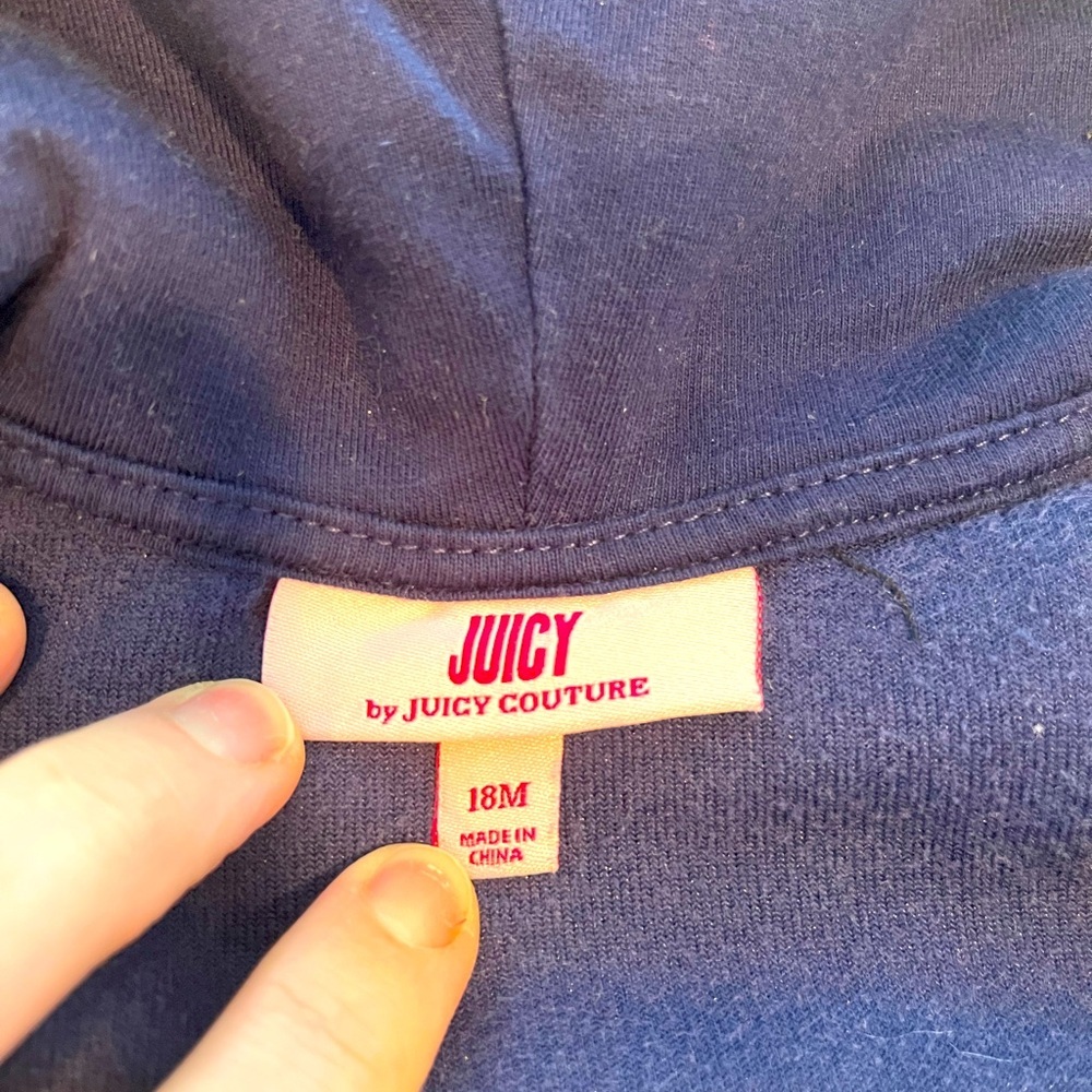 Juicy Couture Blue Velour Hoodie and Pants Set with Crown Embroidery - Picture 2 of 4